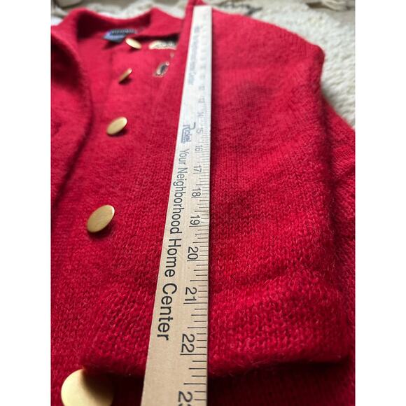 Vintage mohair cardigan sweater coat jacket red Y2K I.B. Diffusion Applique Sz S - Picture 15 of 16